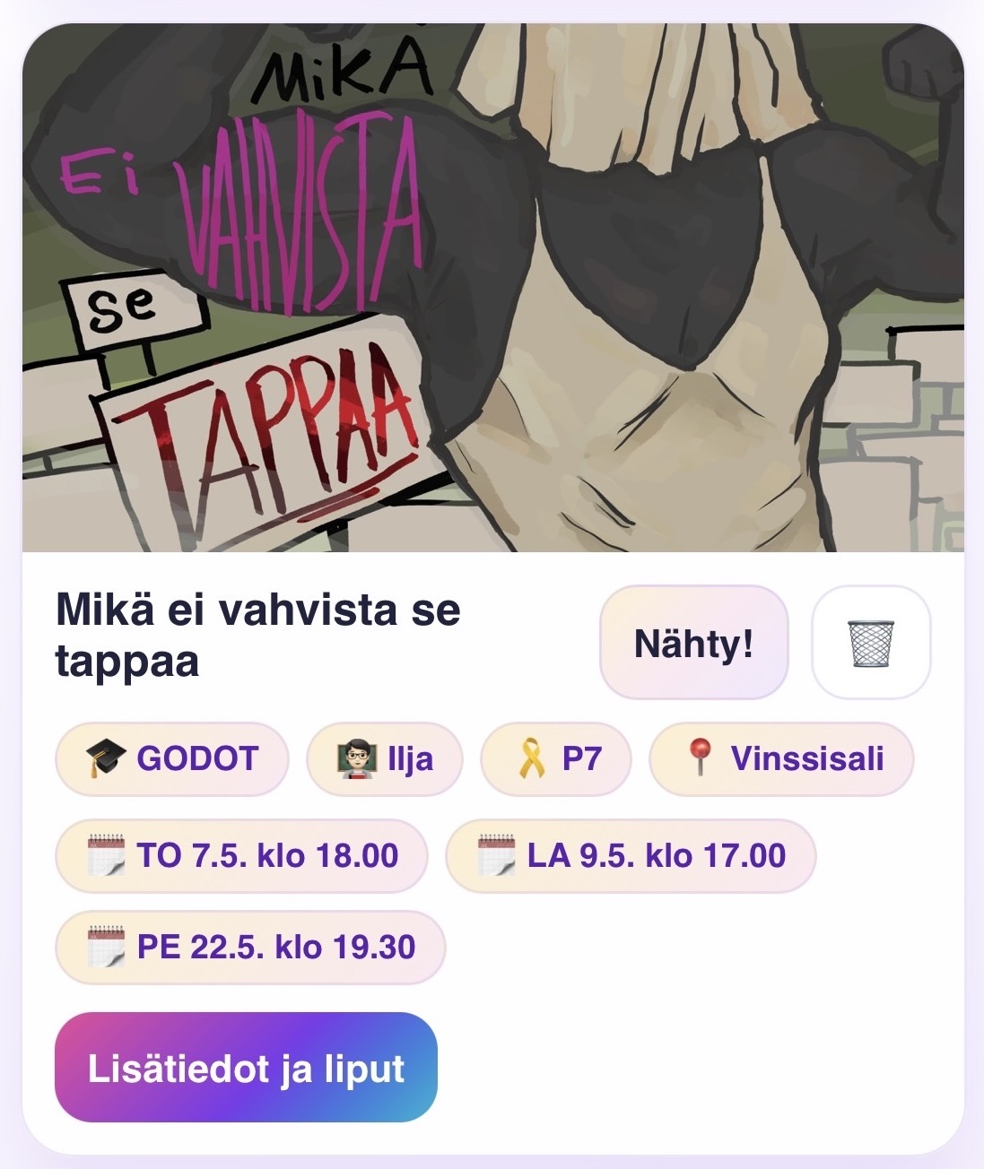 Festaripassin esityskalenteri